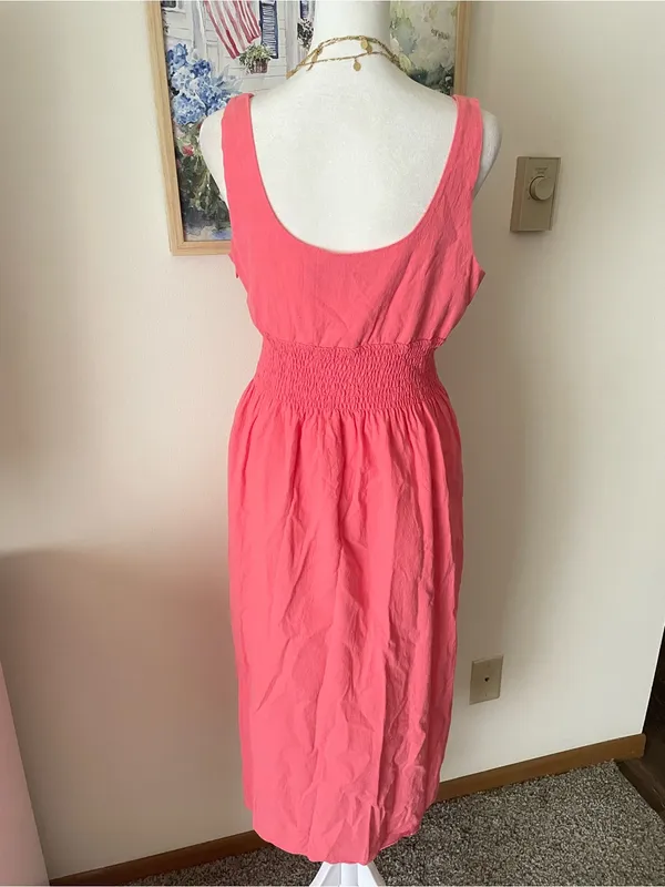 Tuckernuck Pomander Place Blossom Pink Wimberly Dress Preppy 100% Cotton Medium - Image 6