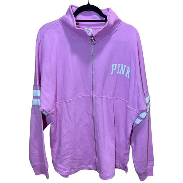 Victoria’s Secret PINK Oversized Full Zip Hoodie – Pink Bloom – Medium – NWOT - Image 4
