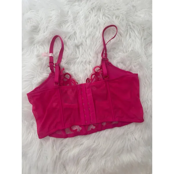 Victoria’s Secret Dream Angels Wicked Shimmer Heart Embroidery Corset Pink Large - Image 7