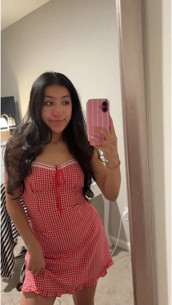 Two piece red gingham set Size M - Image 2