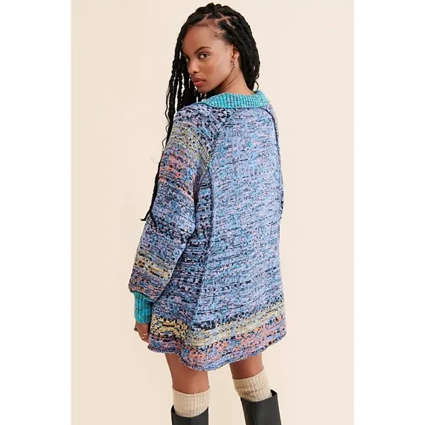 FREE PEOPLE‎ Seasons Of Sun Mini Collared Pullover Knit Sweater Dress Small - Image 8