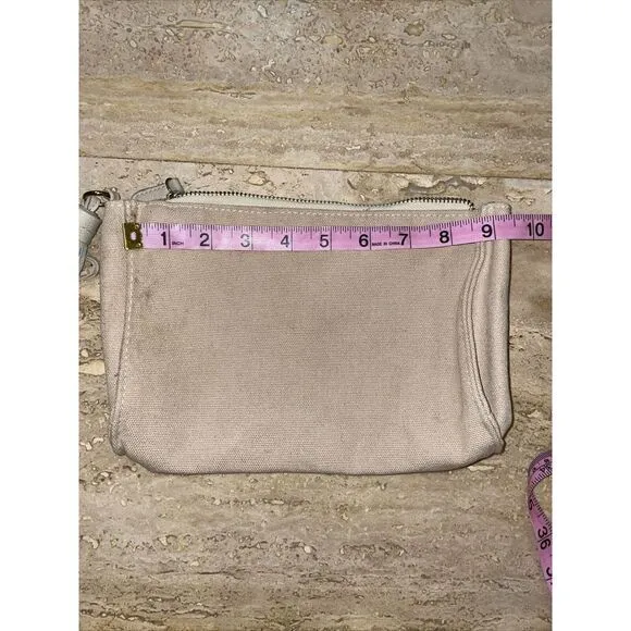 CHLOE PARFUM Canvas Pouch Bag Zipper‎ Beige Small Toiletry Make Up - Image 4