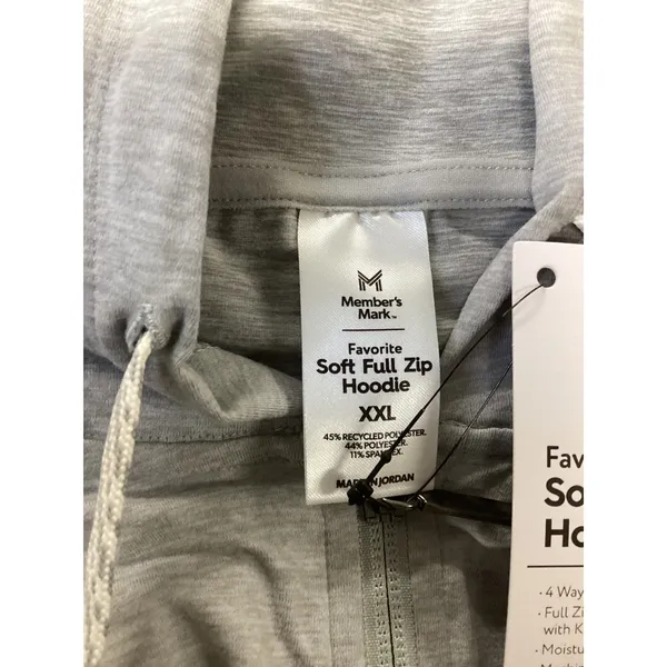 Member's Mark Favorite Soft Full Zip Hoodie‎ Gray XXL Performance Activewear - Image 5