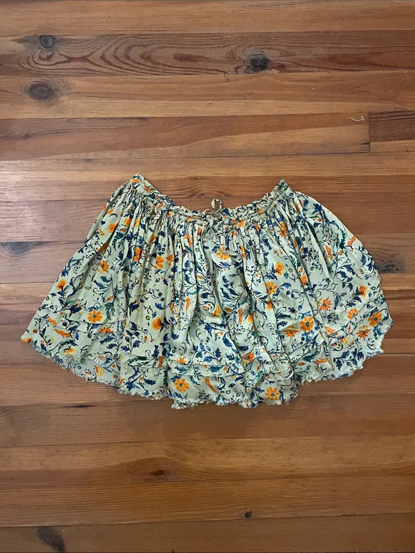 Free People FP One Third Charm Floral Print Tiered Mini Skirt Boho Viscose - Image 3