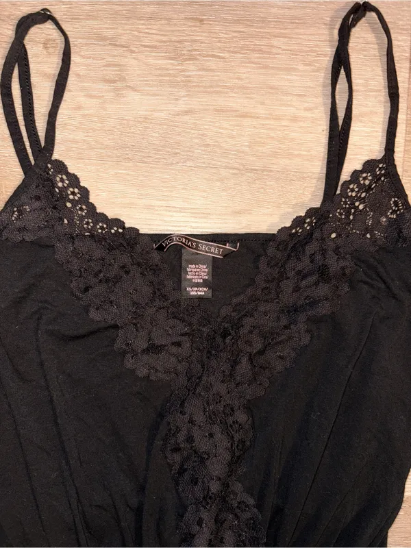 Victoria's Secret Black Lace-Trim Sleep Romper - Image 2