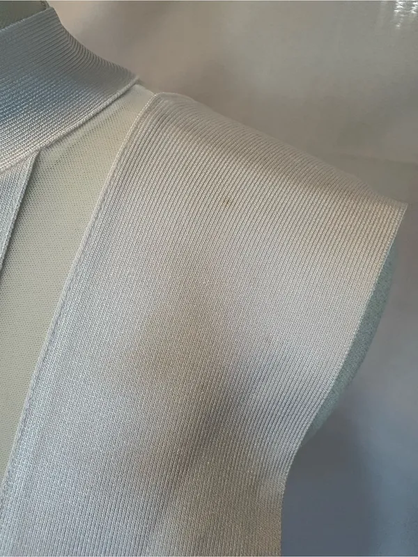bebe White Sheer-Panel High Neck Mini Dress - Image 5