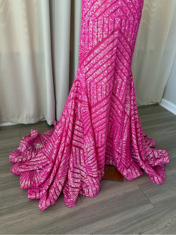 Jovani Mermaid Sequin Pattern Prom Dress - Image 3
