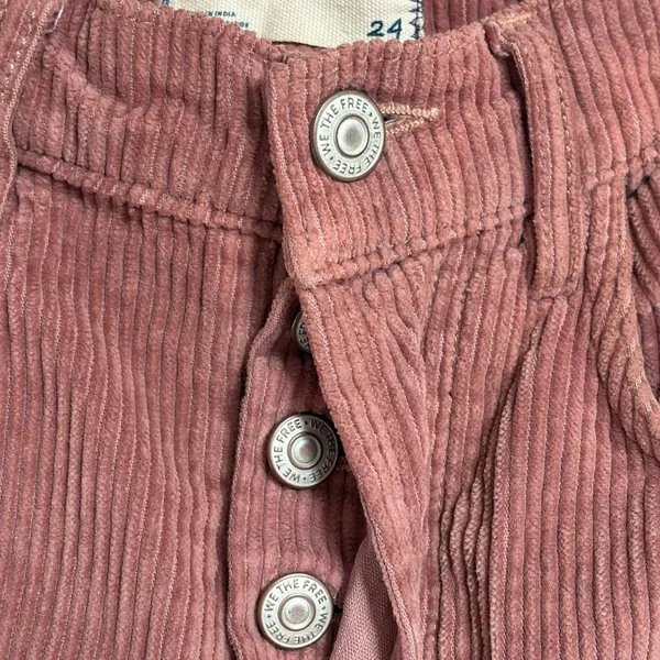 We The Free Free People Good Luck Barrel Corduroy‎ Pants Pink 24 Wide Leg EUC - Image 7