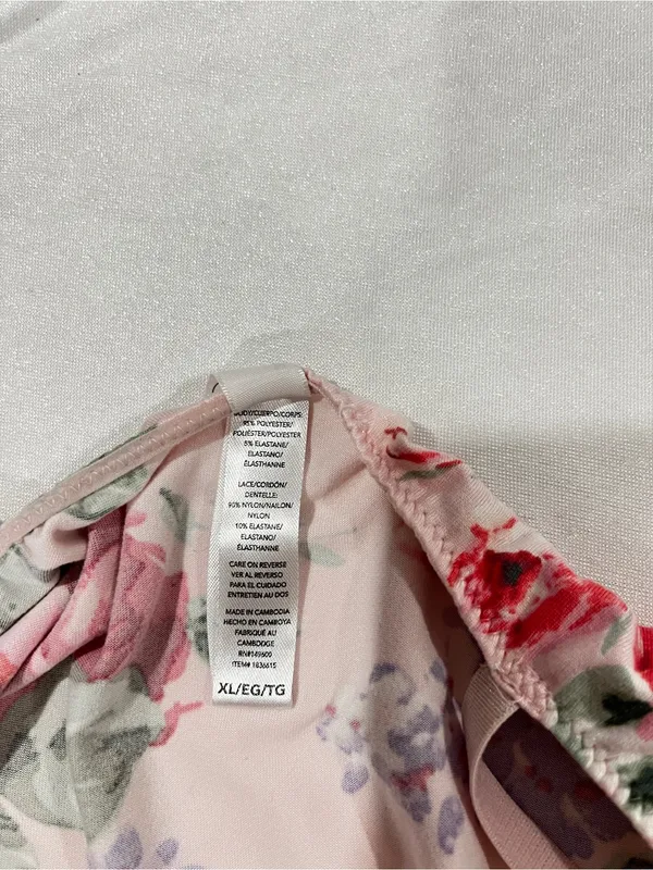 Flora Nikrooz Chemise Slip Nightgown Pajama Dress Size XL Pink Floral Lace - Image 9