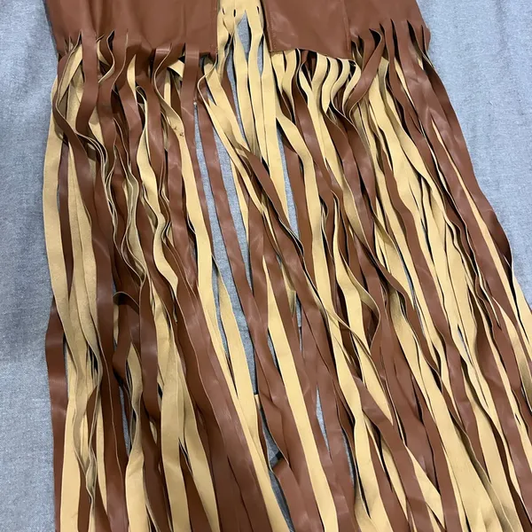 Tan Fringe leather trench Vest - Image 2