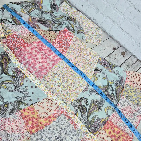 Gigio USA Patchwork Paisley Floral Button Down Sheer Tunic‎ Shirt TC2569 Medium - Image 8