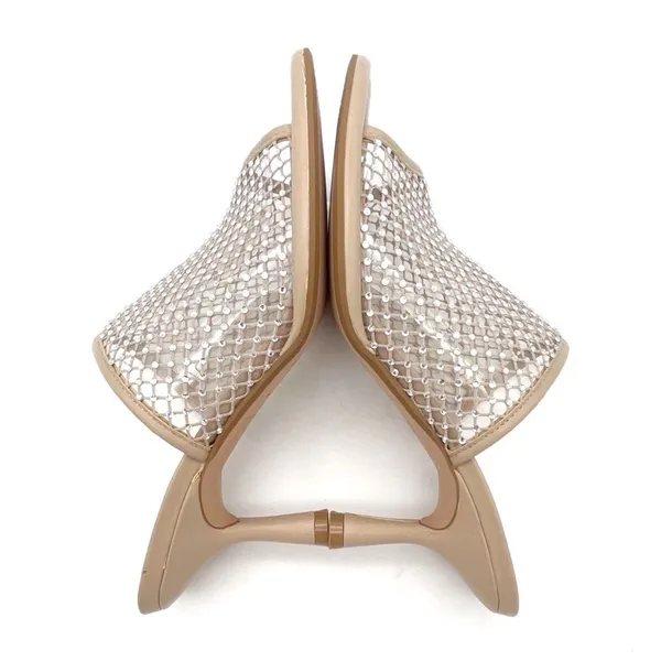 Ted Baker Celya Crystal Mesh Heeled Mules Sandals Nude Tan Size EU 39 US 8.5 - Image 8