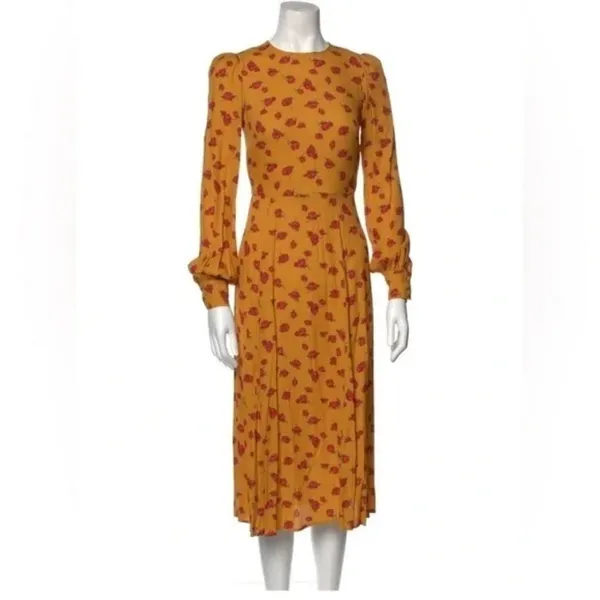 NWT Reformation Josephine in Yellow Amelia Vintage Rose Floral Midi Dress 10 - Image 3