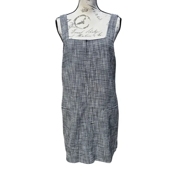 Abercrombie & Fitch Black White Houndstooth Pinafore‎ Mini Dress Pockets Medium - Image 2