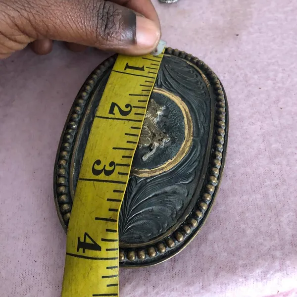 Large Western Trophy Bull Rider Cowboy Belt Buckle Rodeo Vintage Measurements in pics - Image 4
