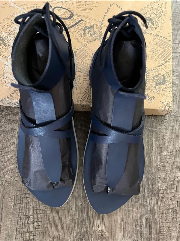 Free People Denim Blue Vacation Day Wrap Sandals - Image 3