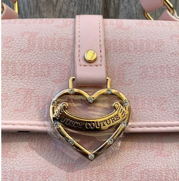 Juicy Couture | Blush Pink Heart Charm Shoulder Bag with Logo Print - Image 3