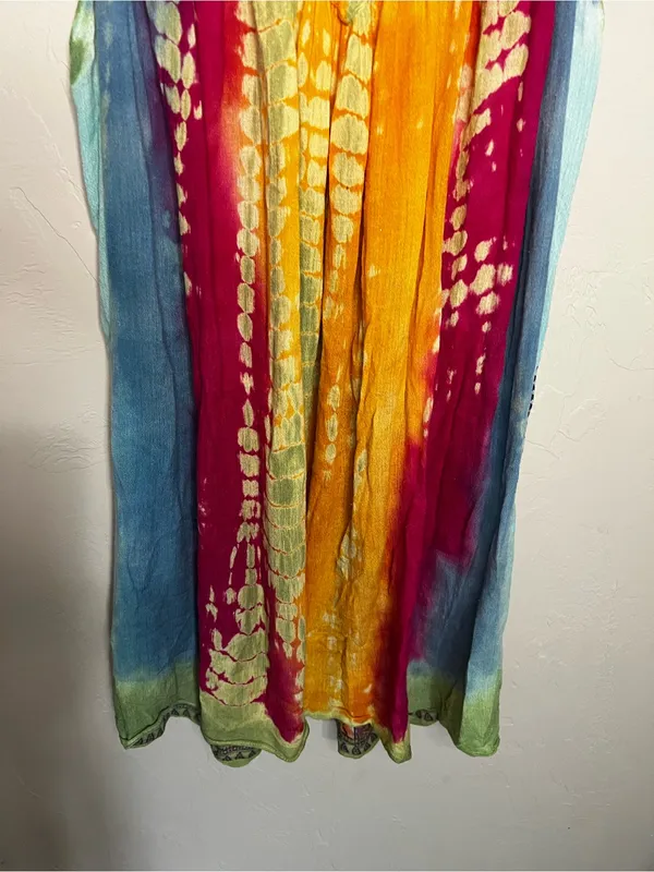 Sol Dashiki Rayon Tie Dye Boho Resort Cover-Up Mini Sundress Beach Vacation - Image 10