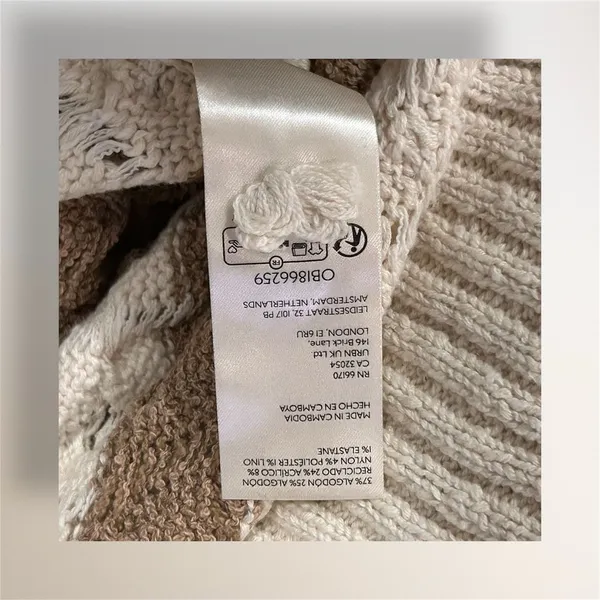 Pilcro Anthropologie M Cream Tan Stripe Cable Knit Sweater Oversized‎ Cozy Cabin - Image 8