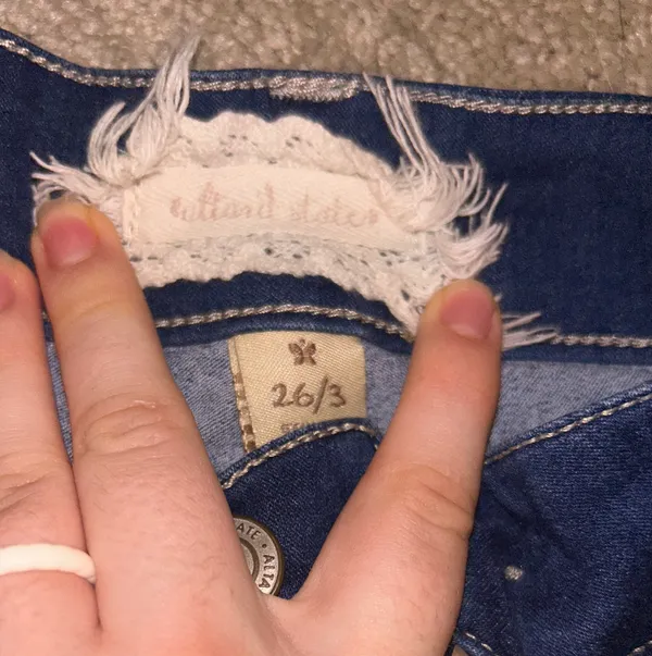 Altar'd State Denim Eyelet Lace Shorts - Image 3