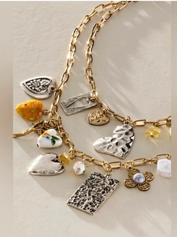 HTF Free People Maxamillion Charm Necklace Gold Silver Yellow ~ SOLD OUT! - Image 3