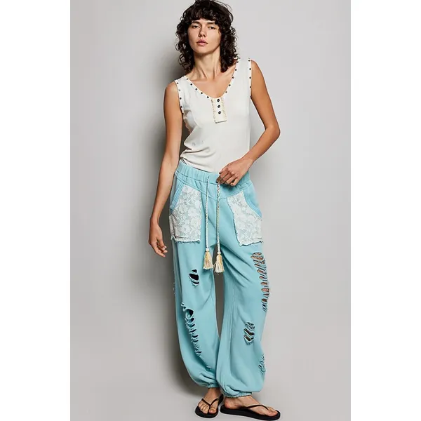 POL Studded Trim Button-Front Ruffle Detail‎ Tank - Cream - Medium - Image 6