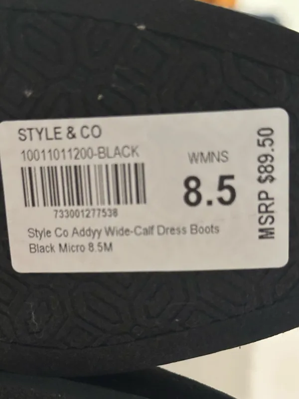 Style & Co Addyy Wide-Calf Dress Boots Black Block Heel - New - Size 8.5 - Image 15