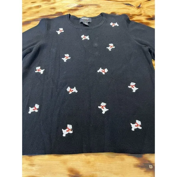 Designers Originals‎ Studio Joy Women Sweater Dog Christmas Size XL Holiday - Image 4