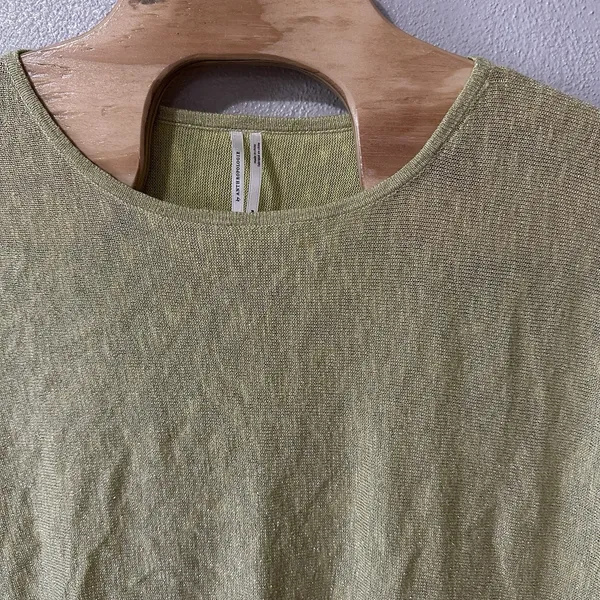 Anthropologie Medium Alica‎ Shimmer Metallic Shirt Yellow Linen Blend Oversized - Image 2