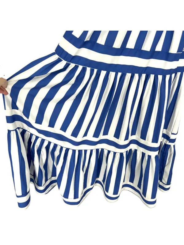 Urban Daizy Nautical Stripe Maxi Dress Blue White Tiered Sun Dress Medium NWT - Image 4