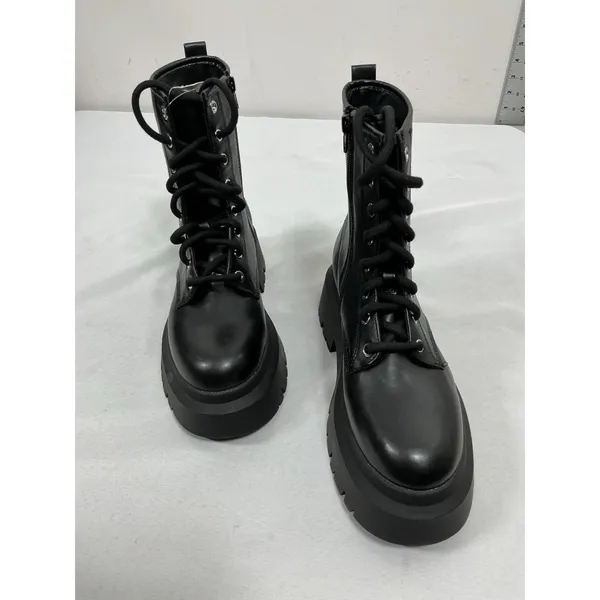 Womans NWT NOBO Platform Combat Boots 8.5 Black Lace Up Side Zip - Image 2