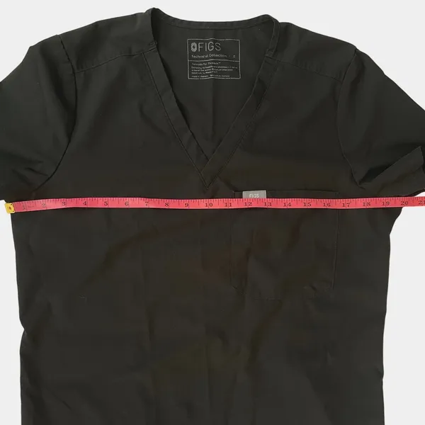 Figs Catalina One Pocket Scrub Top Black Small FREEx Medical Healthcare EUC - Image 5