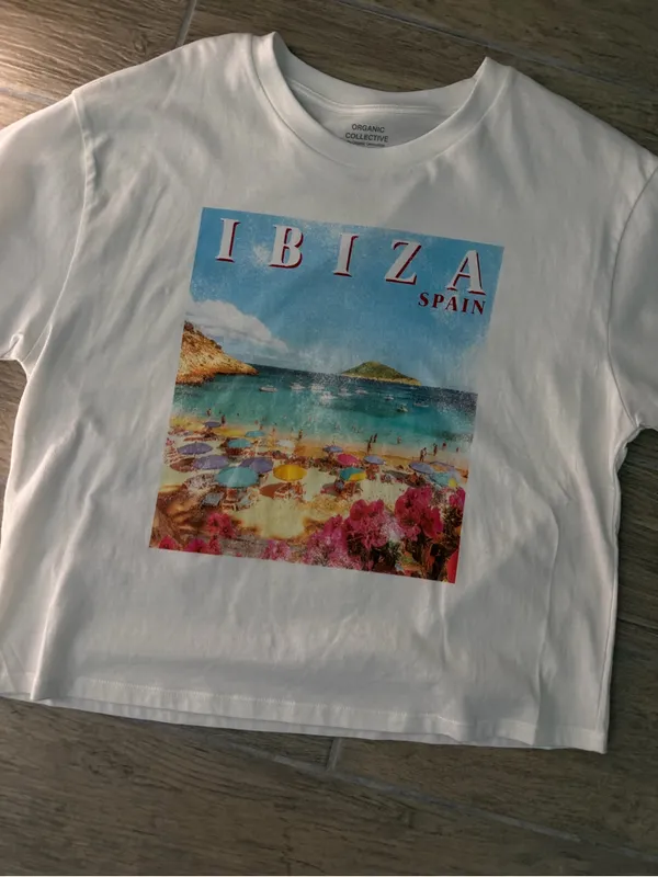 IBIZA Spain Graphic Crop Top White Size L - Image 4