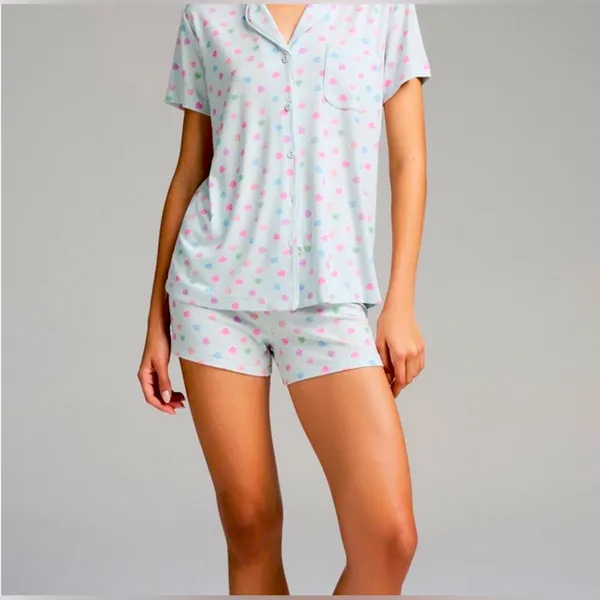 SKIMS Soft Lounge Short Sleep Set – XS – Cloud Candy Heart Print‎ – NWOT - Image 4