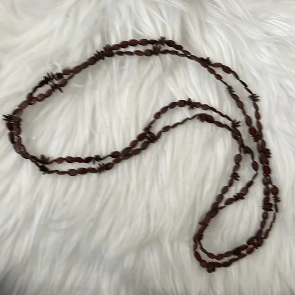 Vintage Seed Strung Necklace Brown - Image 2