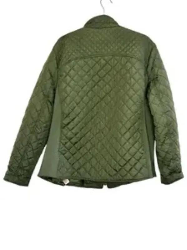 Vintage Faded Glory Olive Green Quilted Jacket, Women's 2X Full Zip Utility Coat - Image 3