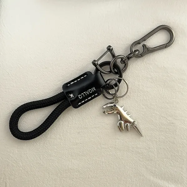 Dinosaur Car Keychain for Men Women Braided Rope Carabiner Keychain Bag Charm - Image 2