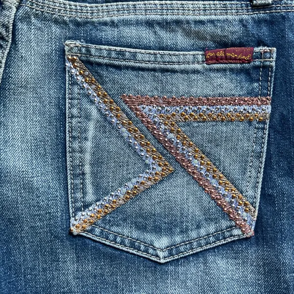 Vintage Y2K 7 For All Mankind Dojo Jeans Size 29 Bootcut Rhinestone USA Made - Image 3