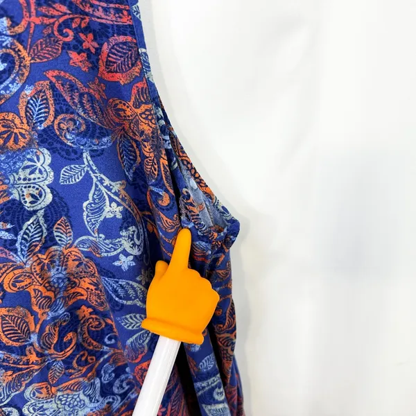 Woman Within 1X Tank Top 22/24W Blue Orange Paisley Sleeveless Rayon Coastal 750 - Image 10