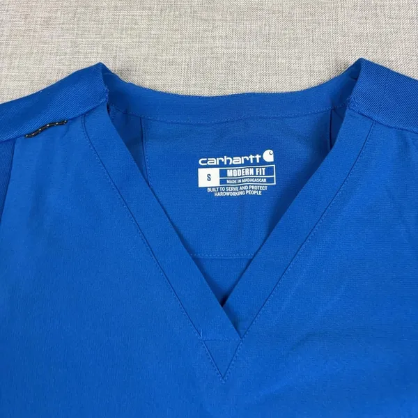 Carhartt Scrub Tunic Womens S Blue V-Neck Short Sleeve Force Pocket Top - Image 4