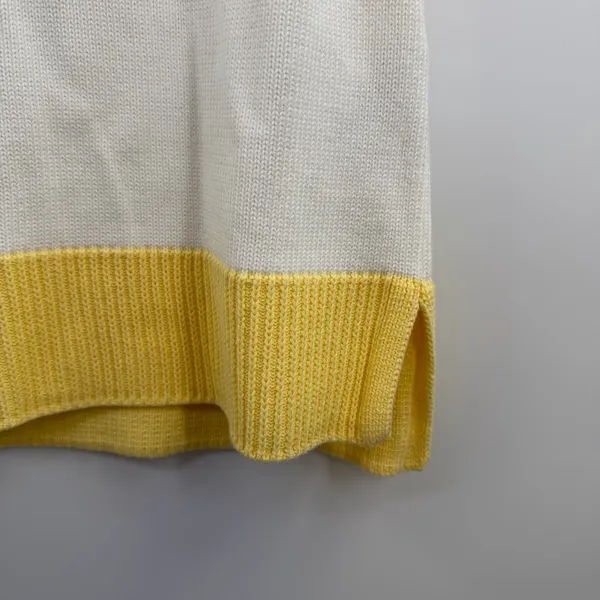 Barbour Dana Sweater Vest Womens US 12 White Yellow Cotton Coastal Preppy - Image 3