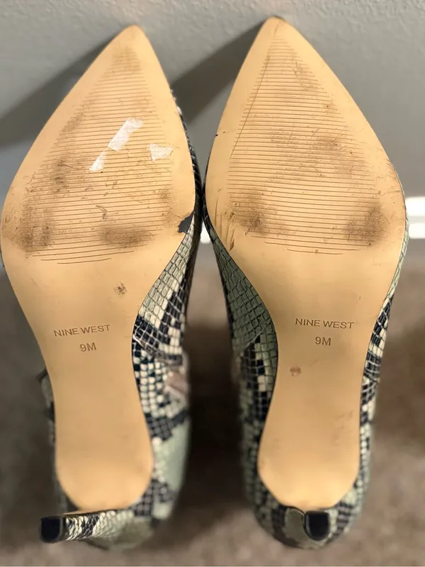 Nine West Snake Print Leather Ankle Boots Size 9M Pointed Toe Stiletto Heel - Image 5