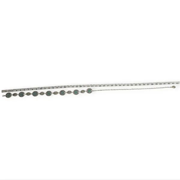 Turquoise Silver Color Vintage Carved‎ Flower Style, Waist Chain Belt - Image 9