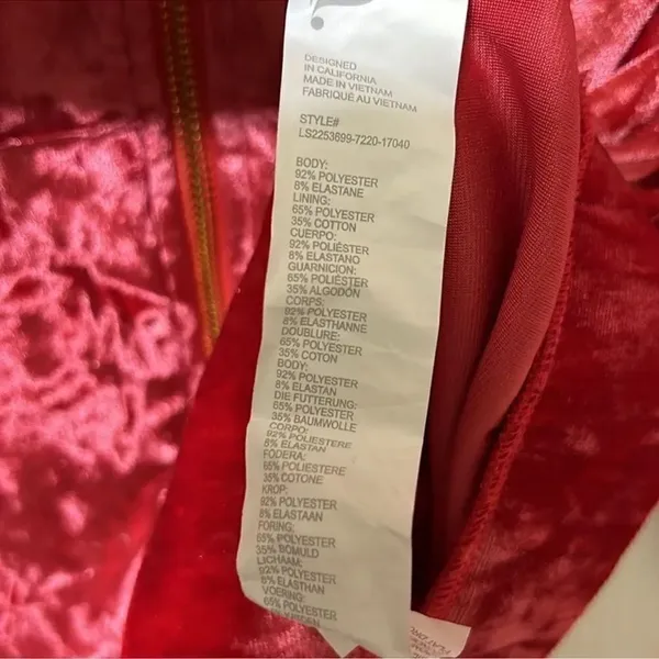 Fabletics Crushed Velour Zip up Hoodie Strawberry Red Top(Size Medium) - Image 6