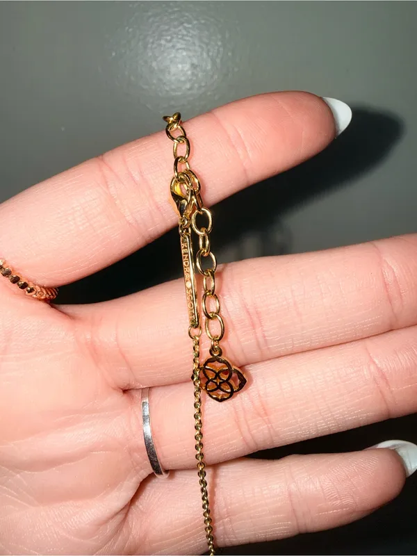 Kendra Scott Gold Necklace with Pale Pink Stone - Image 2