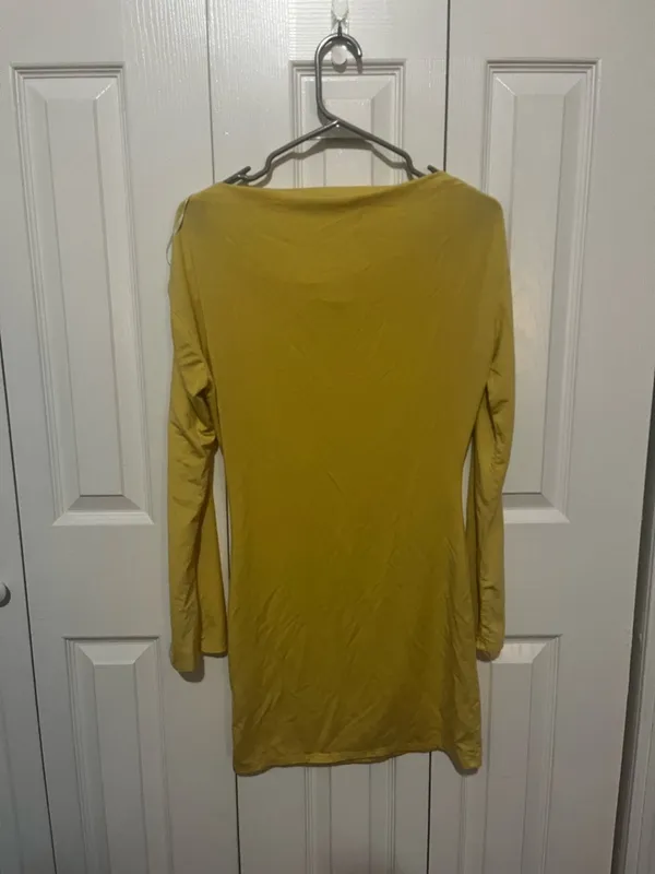 Reformation Eveline Off the Shoulder Dress Yellow Extra Small - Image 6
