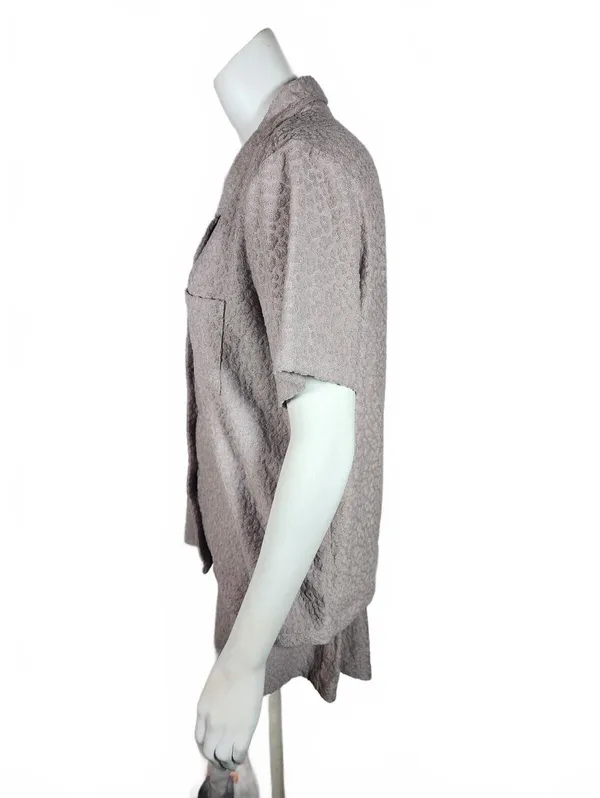 Como Sleep Women's Short Sleeve Pajama Set in Light Mauve Leopard, Size Large - Image 4