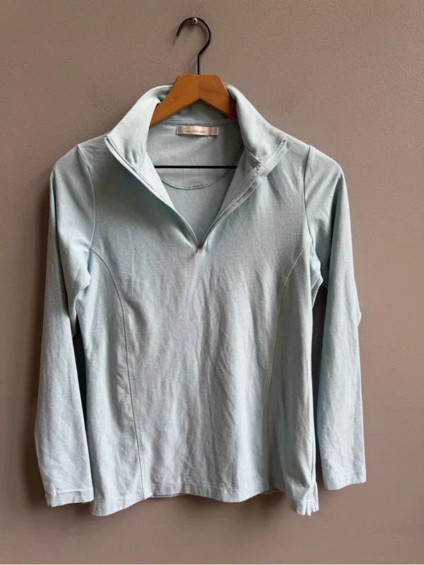 Women's Peter Millar Perth Melange Quarter-Zip Pullover Size Small Heather Blue - Image 4