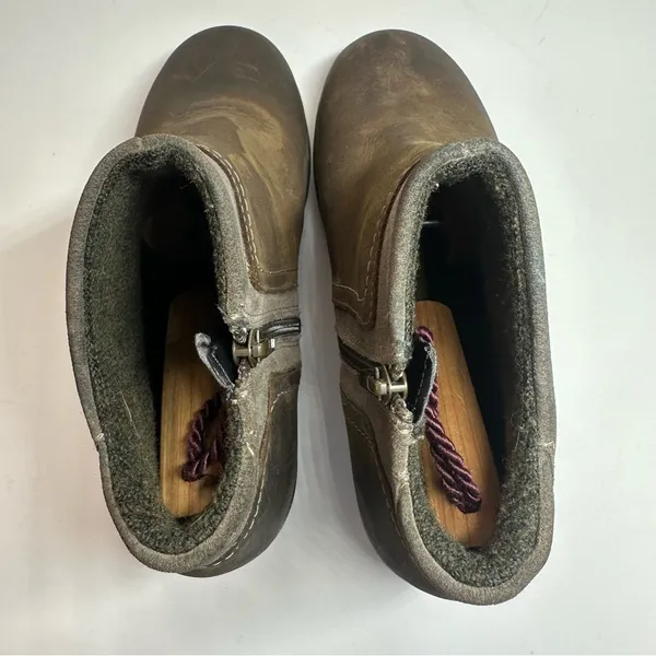 Keen Leather Booties Wedge Heel Chukka Boots Taupe Brindle Sz 8 38.5 Brown Lined - Image 5