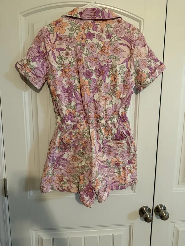 Skies Are Blue Denim Floral Romper - Image 2
